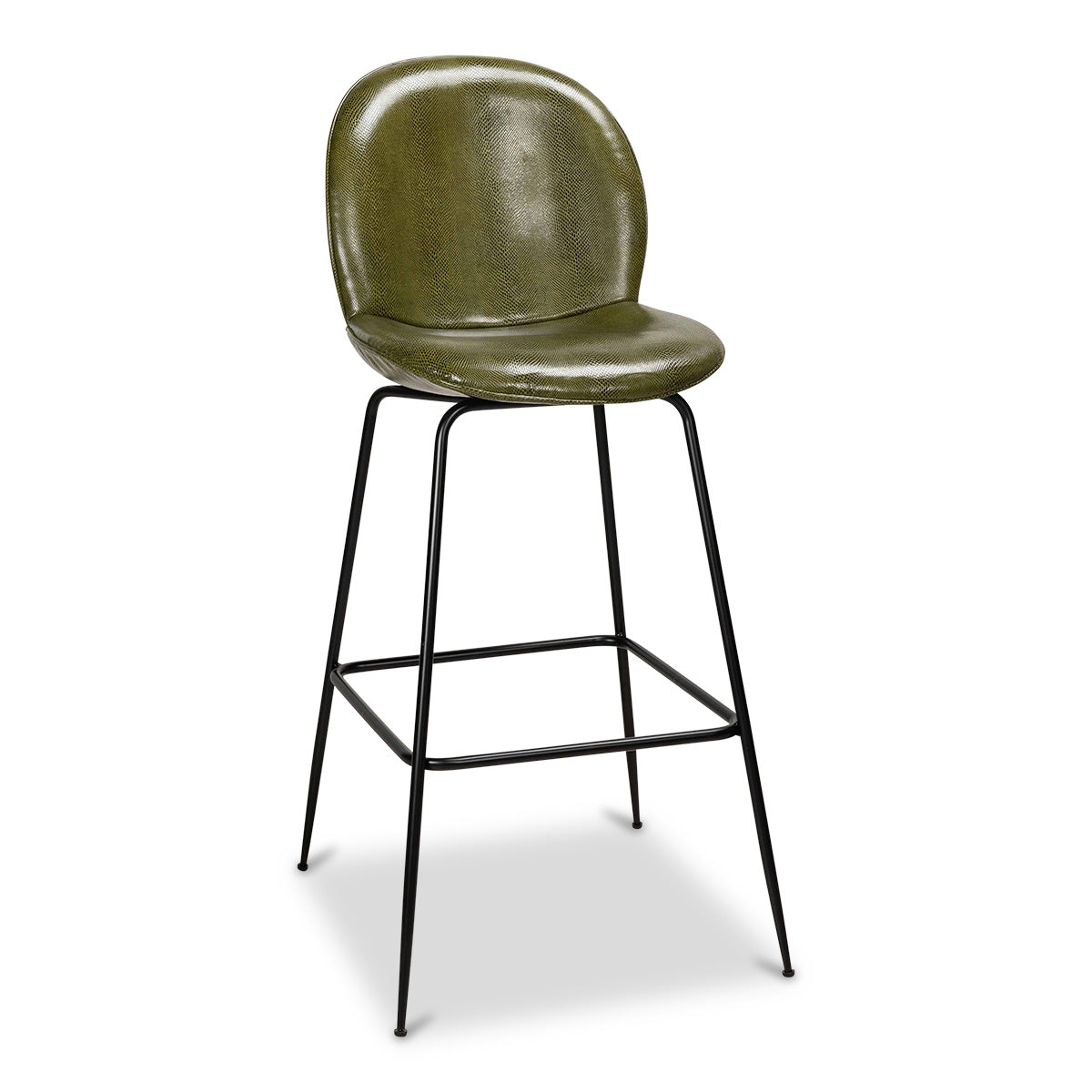 Amalfi Bar Stool in Olive Green Faux Snakeskin