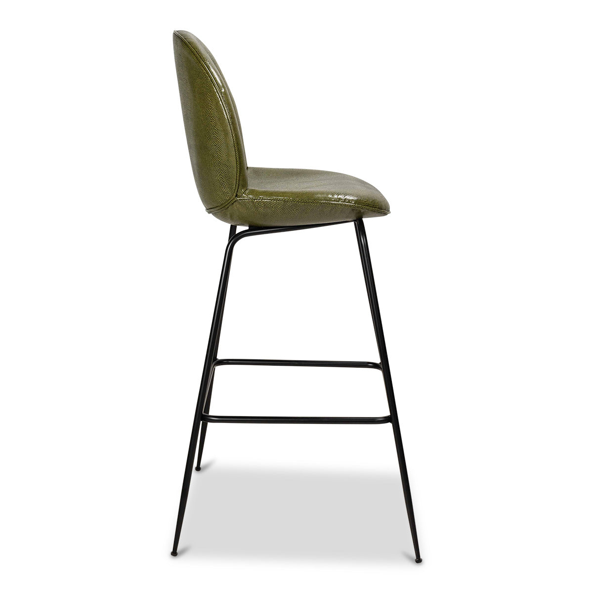 Amalfi Bar Stool in Olive Green Faux Snakeskin