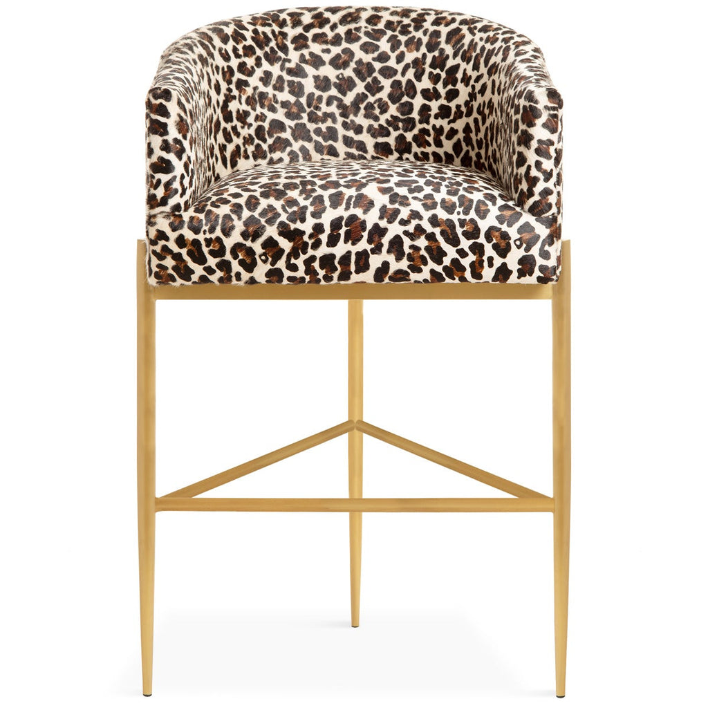Art Deco Bar and Counter Stool in Leopard Print Cowhide