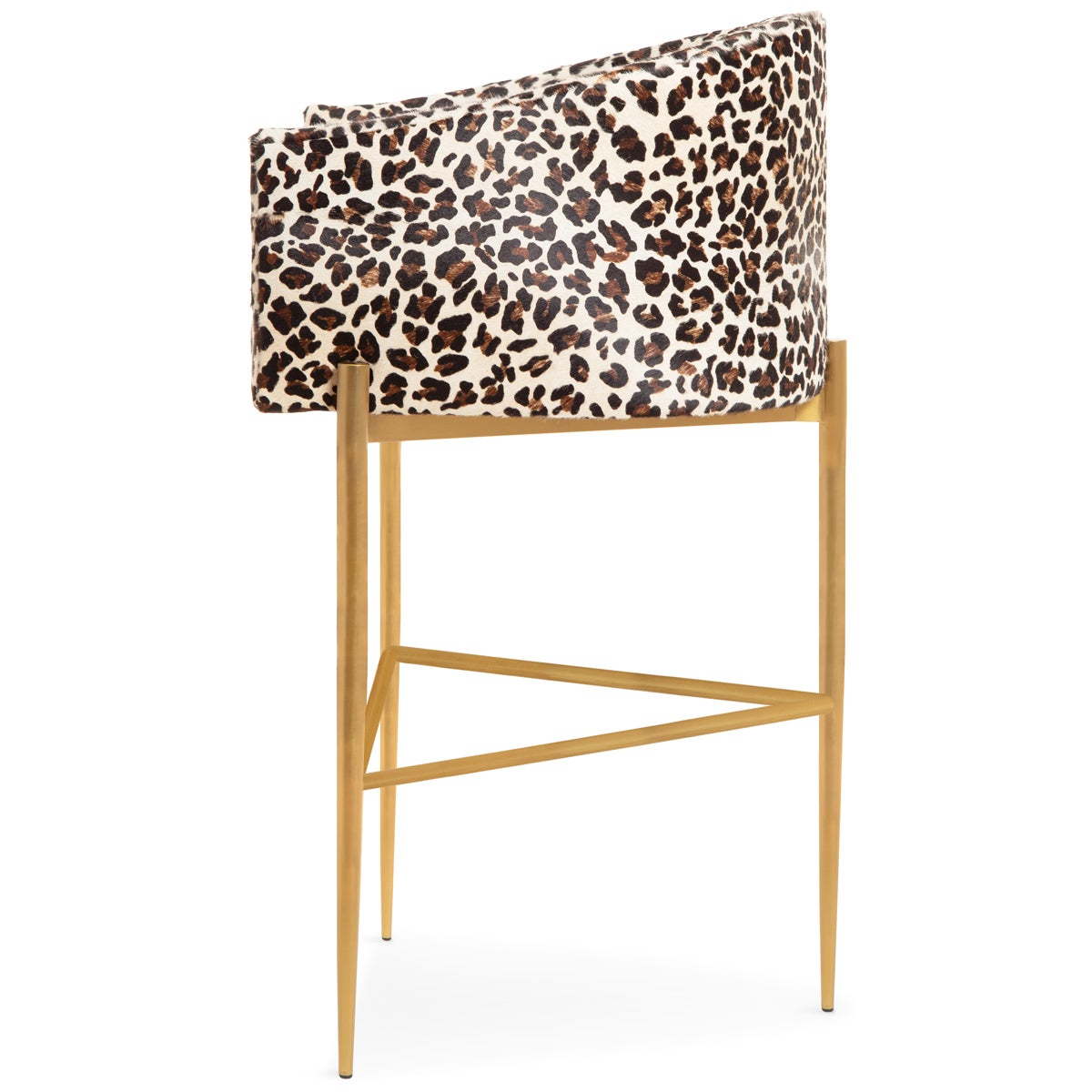 Art Deco Bar and Counter Stool in Leopard Print Cowhide
