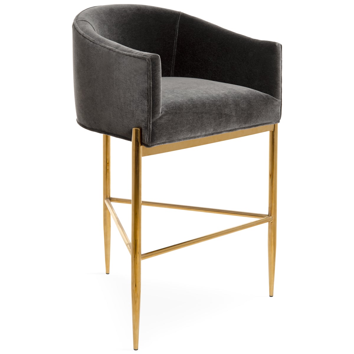 Art Deco Bar and Counter Stool in Mohair