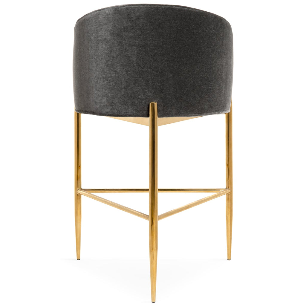 Art Deco Bar and Counter Stool in Mohair