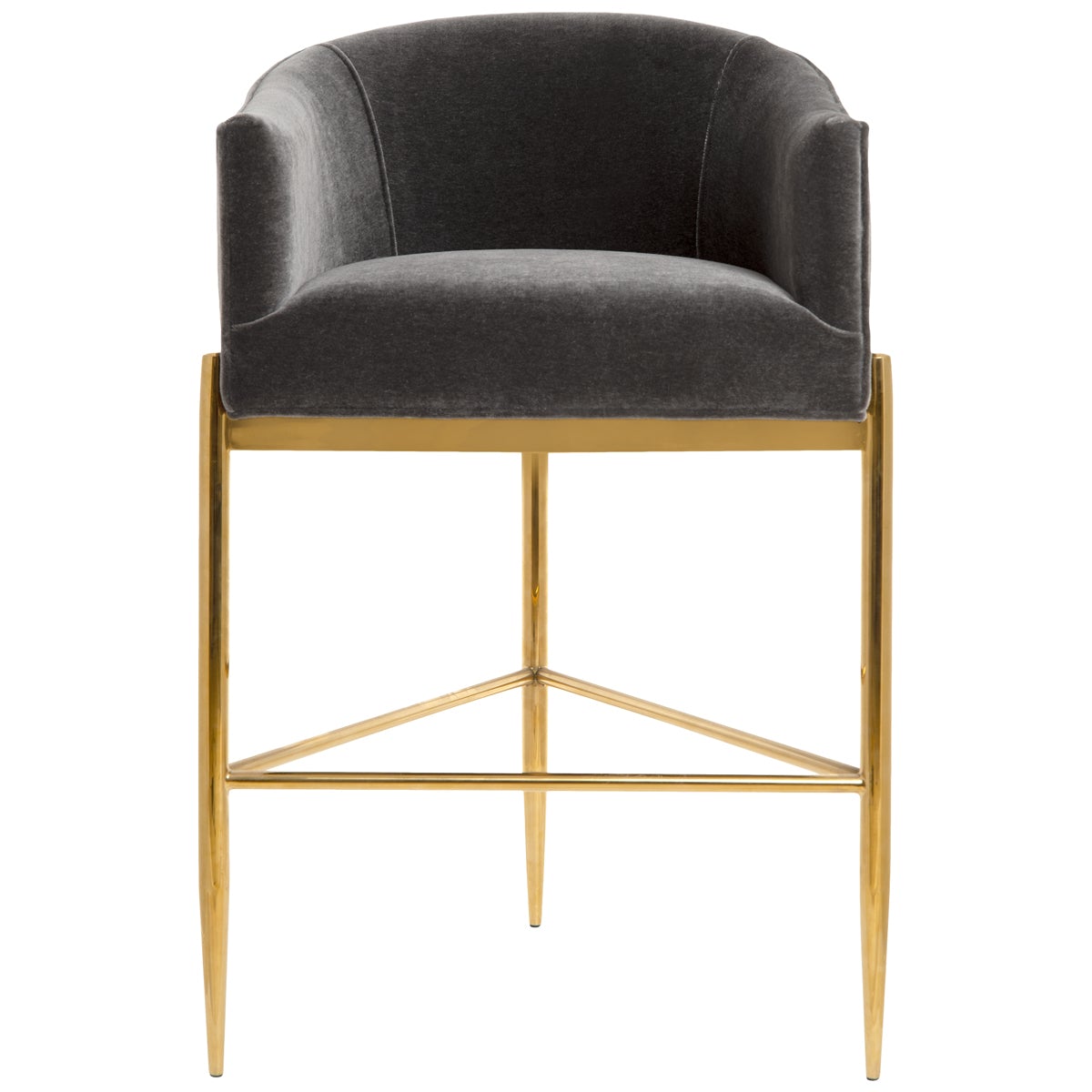 Art Deco Bar and Counter Stool in Mohair