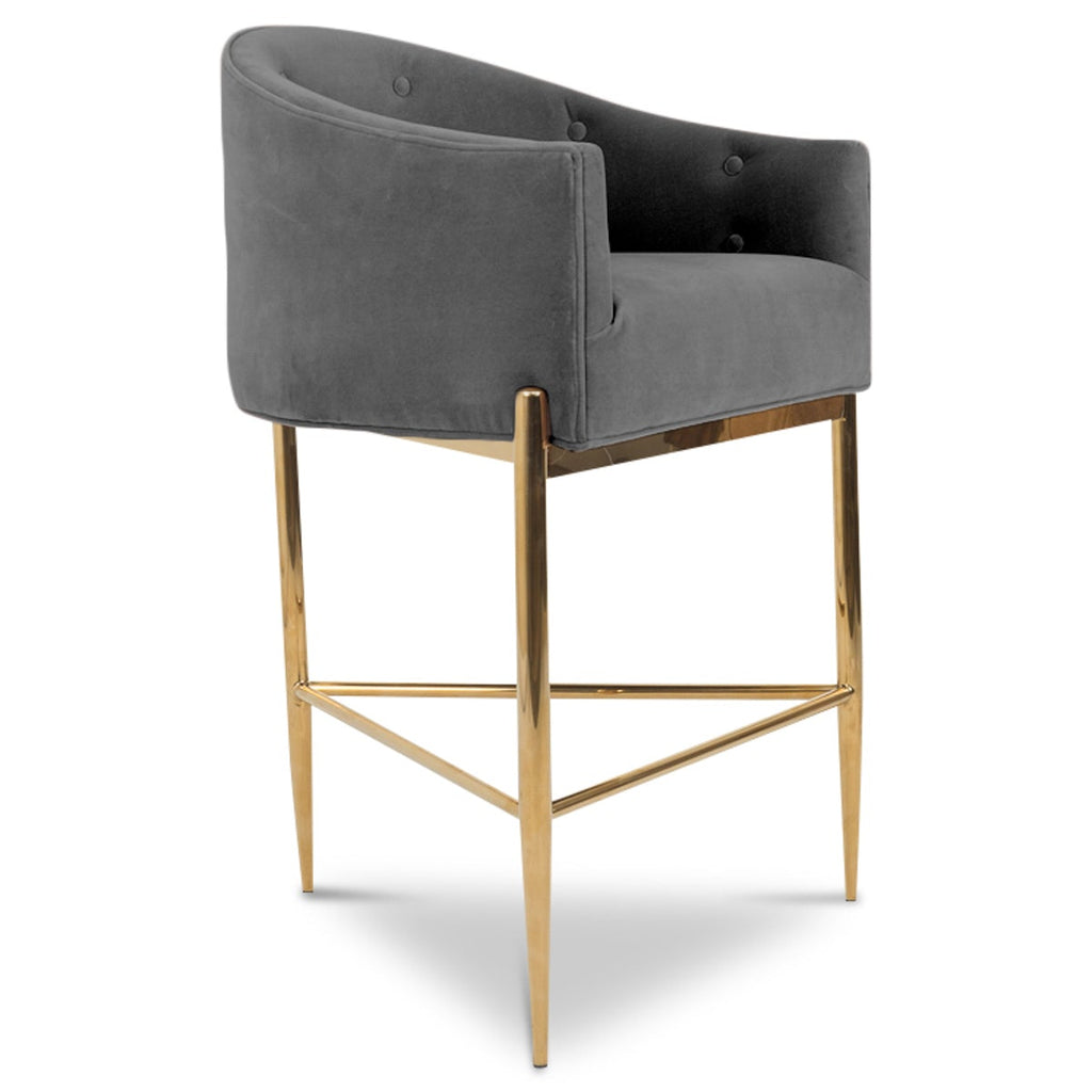 Art Deco Bar and Counter Stool in Velvet