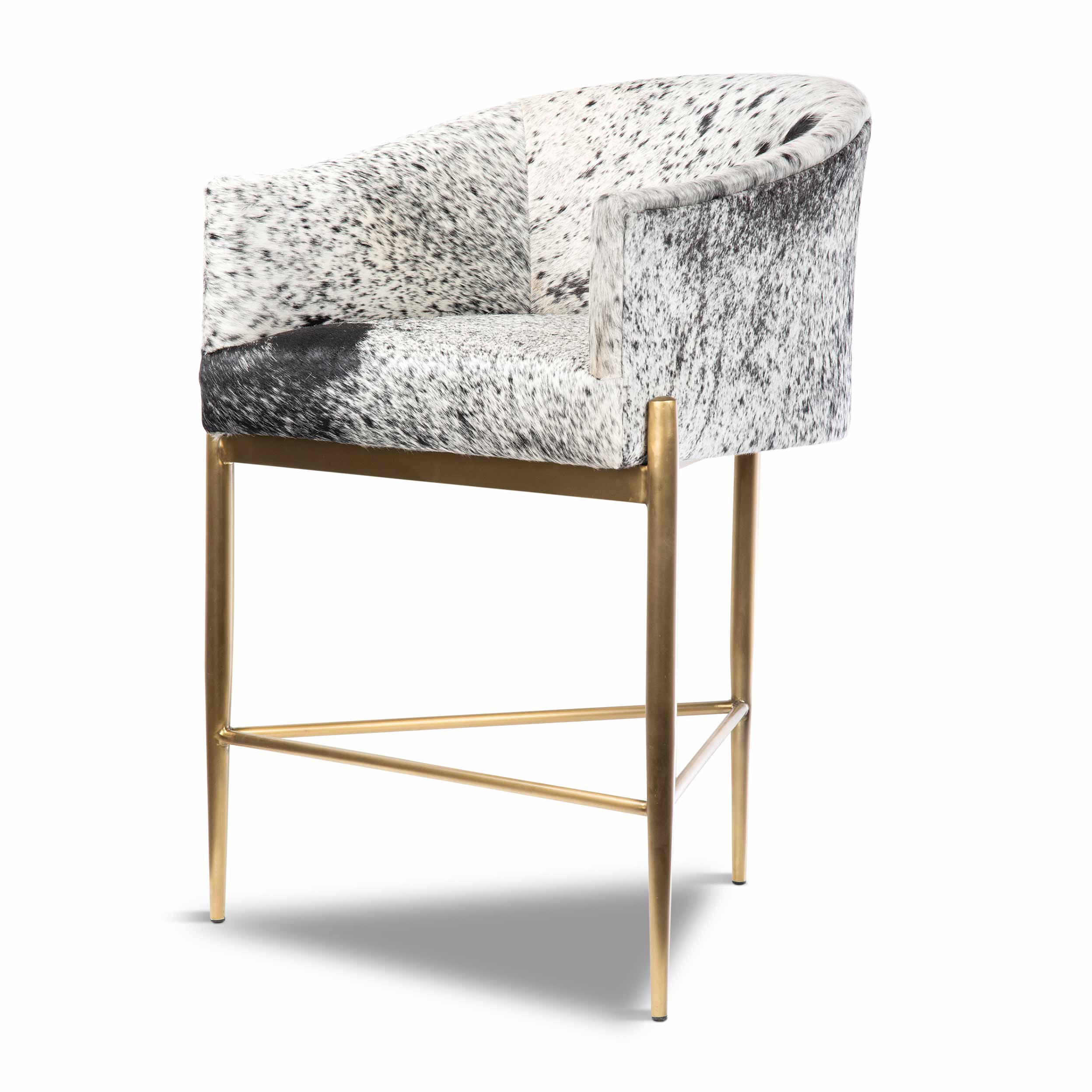 Art Deco Bar and Counter Stool in Cowhide
