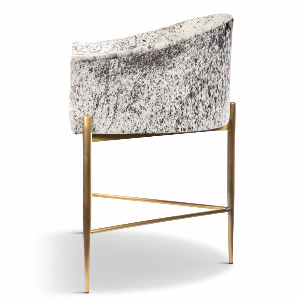 Art Deco Bar and Counter Stool in Cowhide