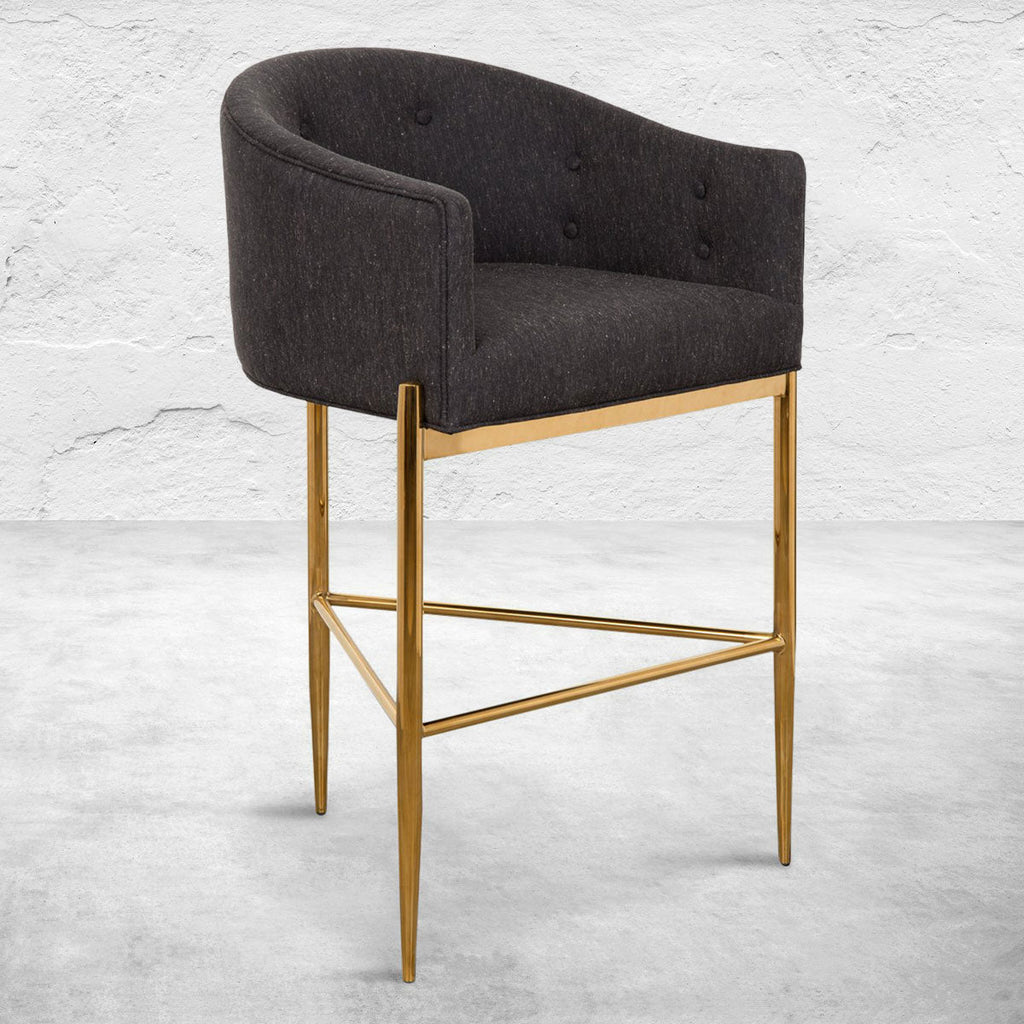 Art Deco Bar and Counter Stool in Linen